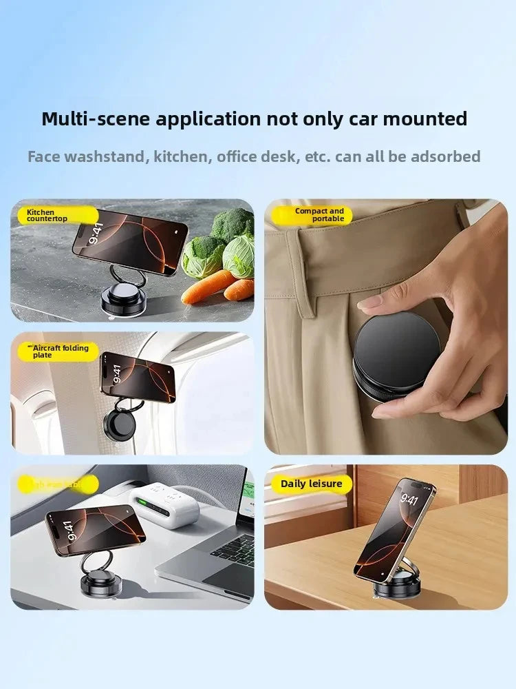 360° Rotating Magnetic Phone Holder, Foldable & Retractable, Universal Compatibility for iPhone 16/15/14/13/12, ABS Material 