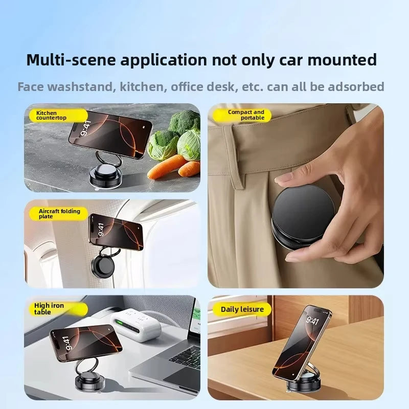 360° Rotating Magnetic Phone Holder, Foldable & Retractable, Universal Compatibility for iPhone 16/15/14/13/12, ABS Material 