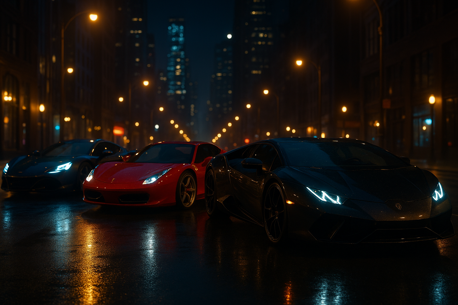 IMAGENES DE COCHES DE LUJO MODERNOS, POR LA NOCHE